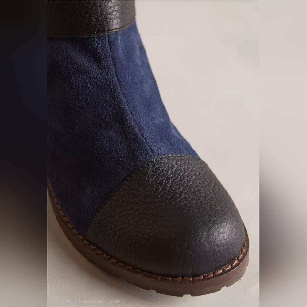 Matt Bernson Blue Suede Shearling Lined Tundra Moto Boots Size US 7 - Picture 4 of 8